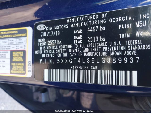 5XXGT4L39LG389937 KIA Optima Lx