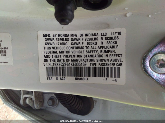 Honda Civic Sedan Lx 2019 19XFC2F61KE005159 Image 9
