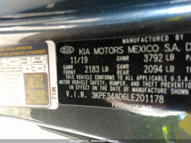 3KPF34AD6LE201178 KIA Forte Gt-line