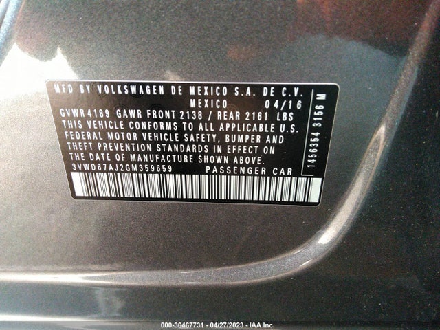 3VWD67AJ2GM359659 Volkswagen Jetta Sedan 1.4t Se W/connectivity