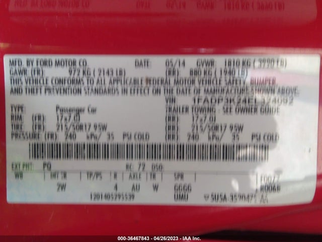 Ford FOCUS SE 2014 1FADP3K24EL324092 Image 10