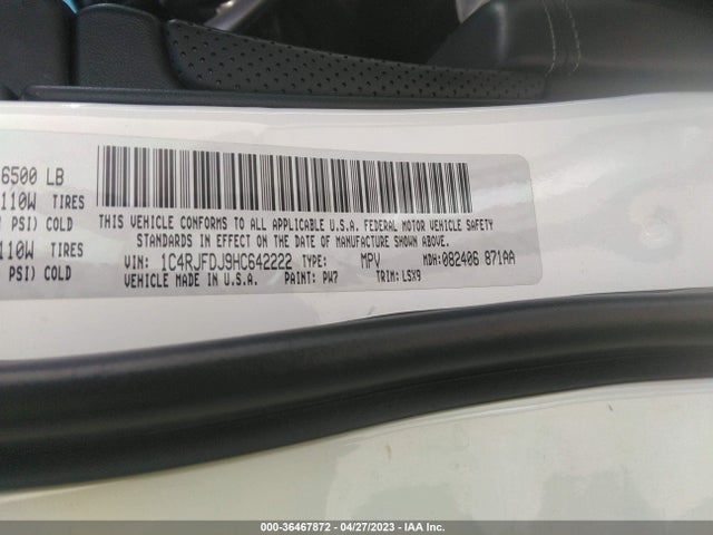 1C4RJFDJ9HC642222 Jeep Grand Cherokee Srt