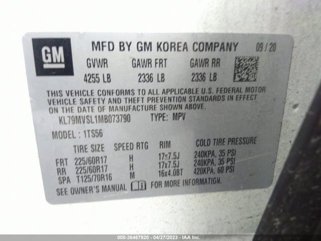 Chevrolet Trailblazer Activ 2021 KL79MVSL1MB073790 Image 9
