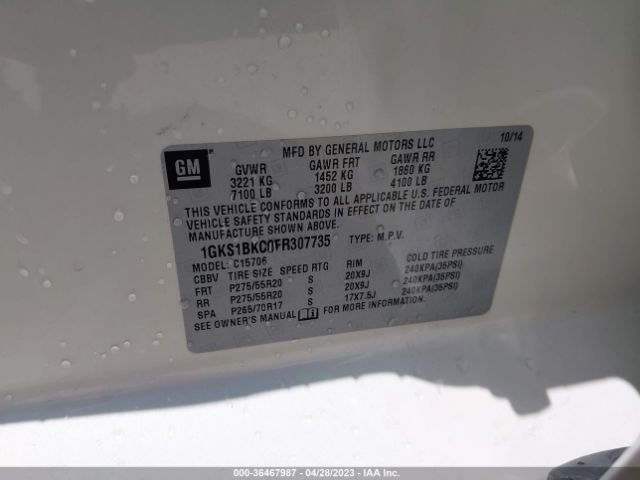 1GKS1BKC0FR307735 GMC YUKON SLT