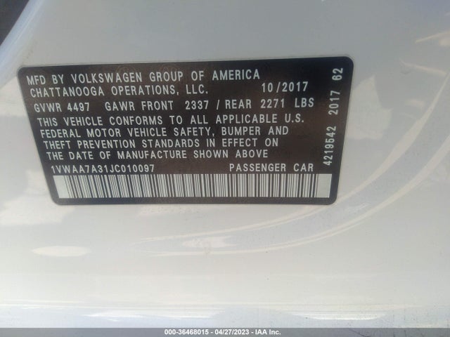 1VWAA7A31JC010097 Volkswagen Passat 2.0t S/r-line
