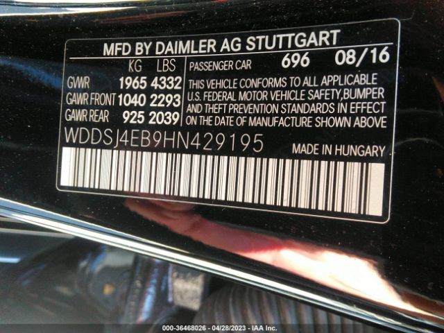 WDDSJ4EB9HN429195 Mercedes-Benz Cla Cla 250