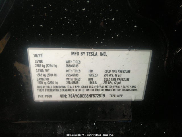 Tesla Model Y Long Range 2022 7SAYGDEE8NF572519 Image 9