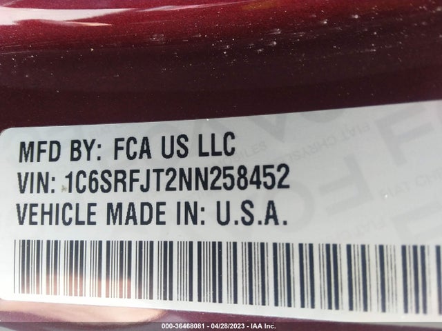 1C6SRFJT2NN258452 RAM 1500 Laramie