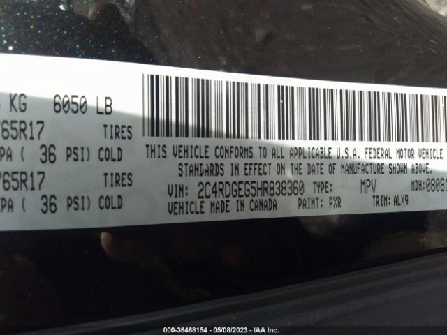 2C4RDGEG5HR838360 Dodge Grand Caravan Gt