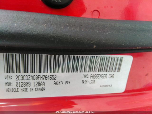 2C3CDZAG0FH764652 Dodge Challenger Sxt