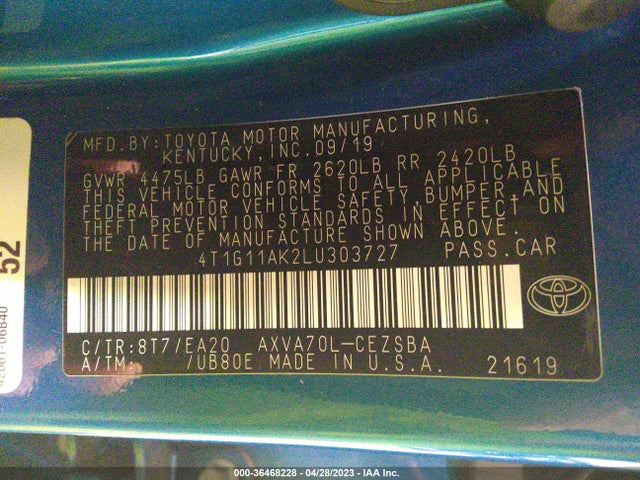 Toyota Camry 2020 4T1G11AK2LU303727 Image 22