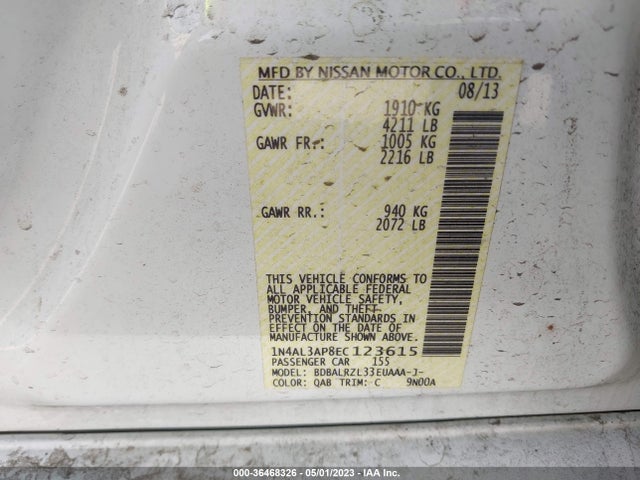 Nissan Altima 2.5 S 2014 1N4AL3AP8EC123615 Image 9