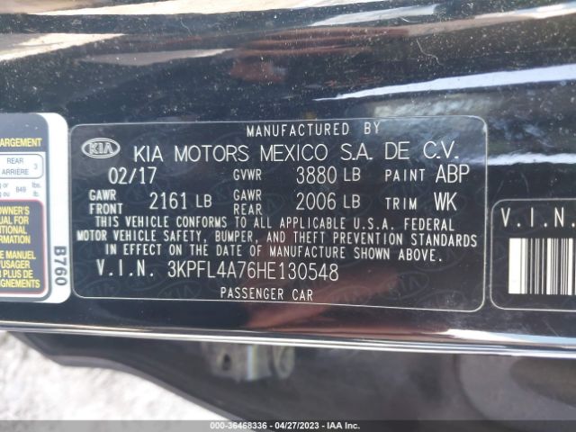 3KPFL4A76HE130548 KIA FORTE LX