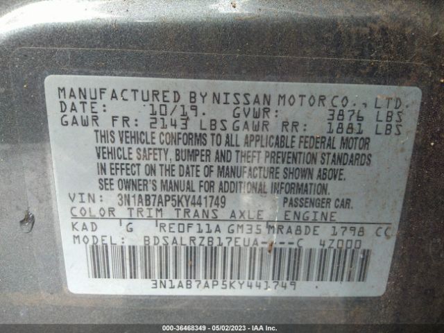 3N1AB7AP5KY441749 Nissan SENTRA SR