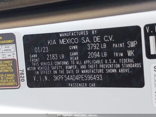 3KPF54AD4PE596493 KIA Forte Gt-line