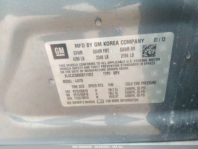 2013 BUICK ENCORE LEATHER VIN: KL4CJCSB9DB111922