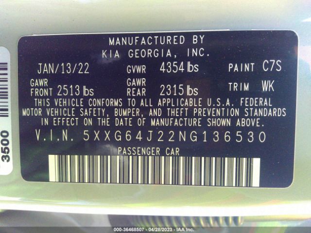 5XXG64J22NG136530 KIA K5 Gt-line