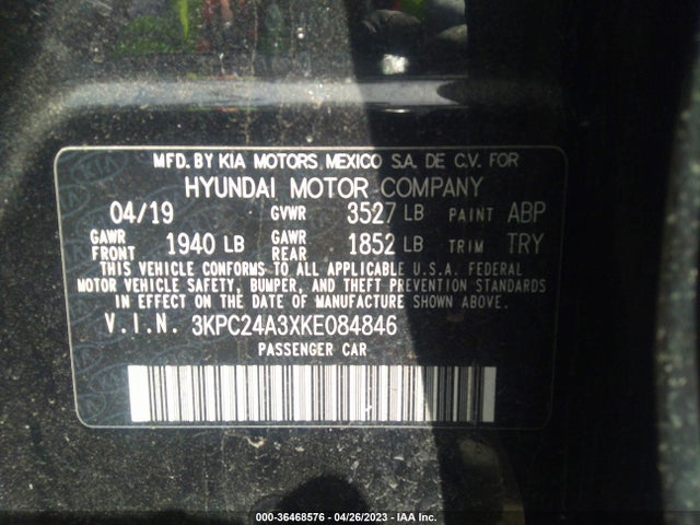 Hyundai ACCENT SE 2019 3KPC24A3XKE084846 Image 10