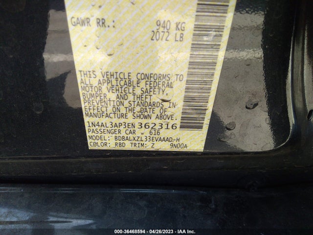 Nissan Altima 2.5 Sl 2014 1N4AL3AP3EN362316 Image 10