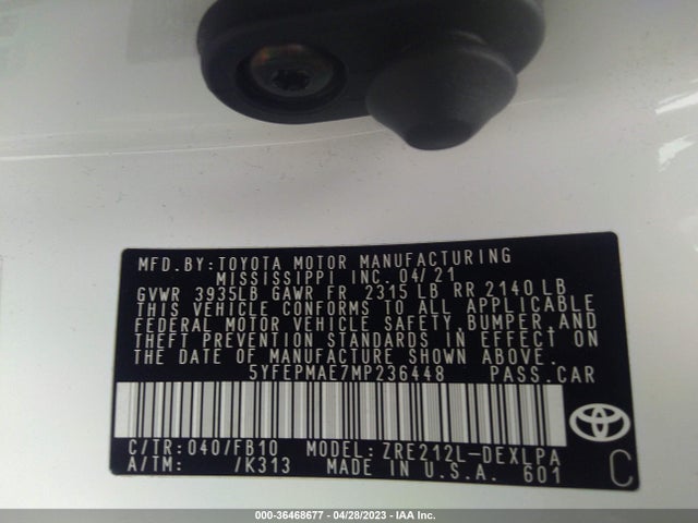 Toyota COROLLA LE 2021 5YFEPMAE7MP236448 Image 11