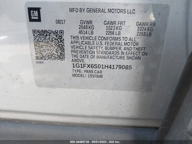 Chevrolet Bolt Ev Premier 2017 1G1FX6S01H4179085 Image 9