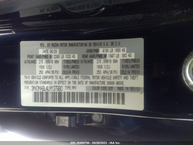 2020 MAZDA CX-30 VIN: 3MVDMABL4LM137980