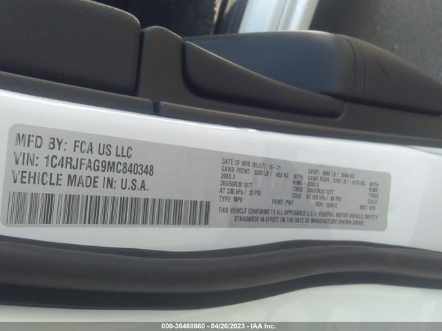1C4RJFAG9MC840348 Jeep Grand Cherokee Laredo X