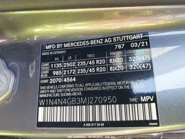 W1N4N4GB3MJ270950 Mercedes-Benz Gla Gla 250