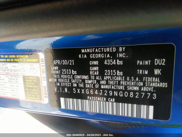 5XXG64J29NG082773 KIA K5 Gt-line