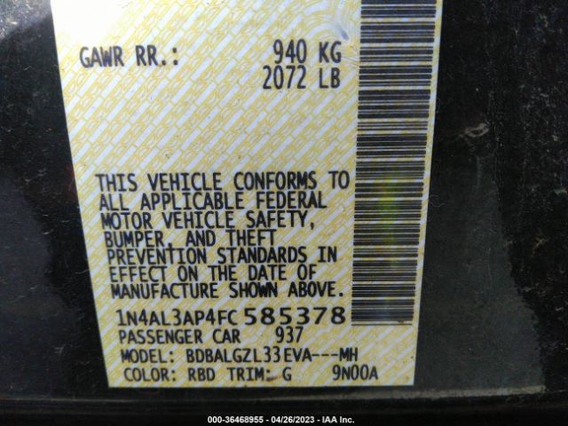 1N4AL3AP4FC585378 Nissan Altima 2.5 S