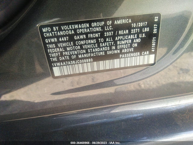 1VWAA7A36JC008880 Volkswagen Passat 2.0t S/r-line