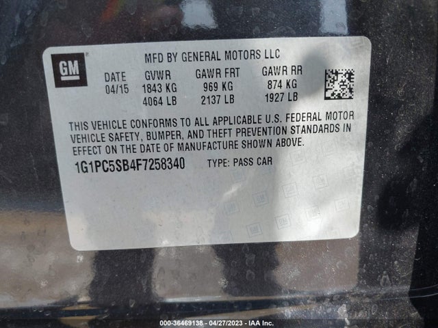 Chevrolet CRUZE LT 2015 1G1PC5SB4F7258340 Image 10