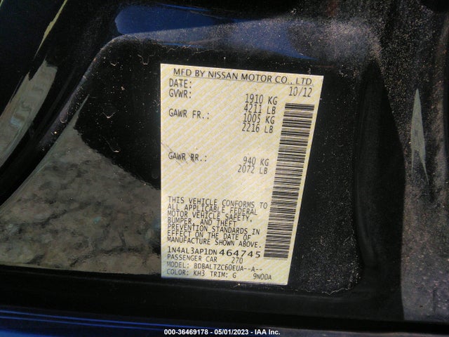2013 NISSAN ALTIMA 2.5 SV VIN: 1N4AL3AP1DN464745