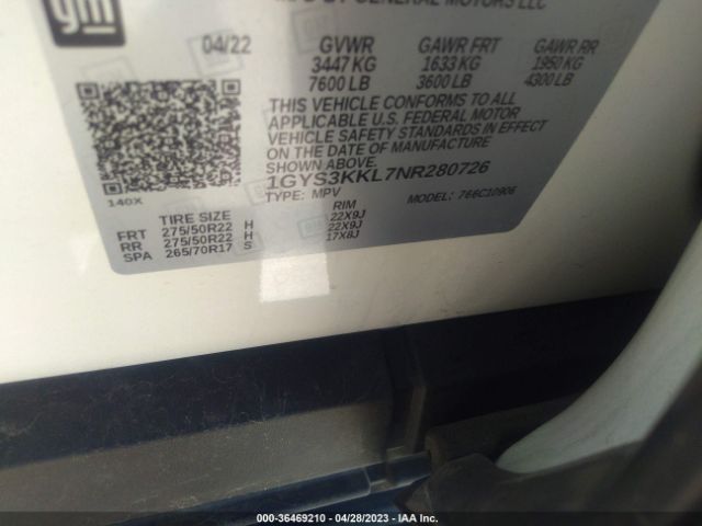 1GYS3KKL7NR280726 Cadillac Escalade Esv Premium Luxury