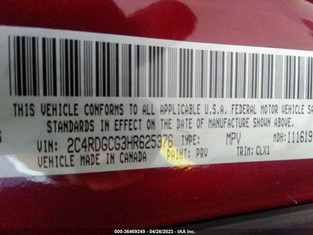 Dodge Grand Caravan Sxt 2017 2C4RDGCG3HR625376 Image 9