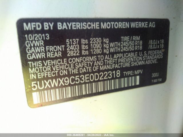 5UXWX9C53E0D22318 BMW X3 Xdrive28i