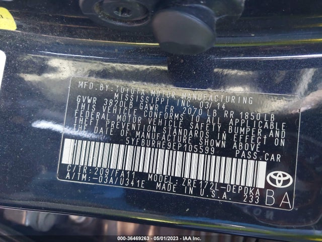 Toyota Corolla L/le/s/s Plus/le Plus 2014 5YFBURHE9EP105599 Image 11
