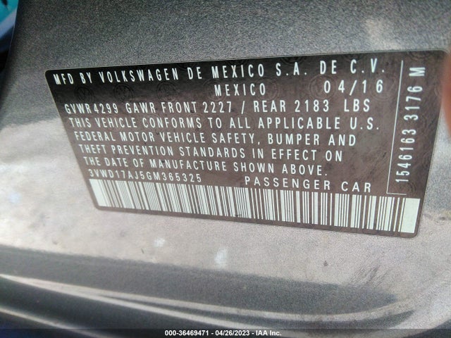 3VWD17AJ5GM365325 Volkswagen Jetta Sedan 1.8t Sport