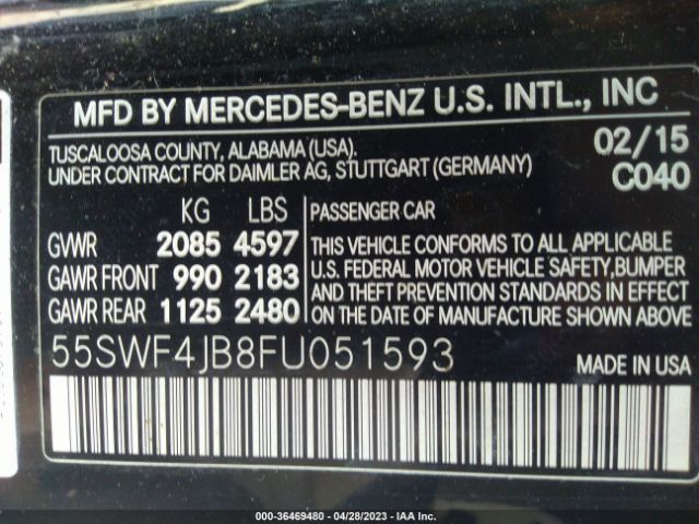55SWF4JB8FU051593 Mercedes-Benz C-class C 300