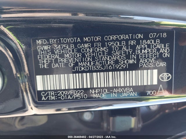 Toyota Prius C One/two/three/four 2018 JTDKDTB35J1619291 Image 11