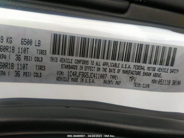 1C4RJFBG5JC411007 Jeep Grand Cherokee Limited