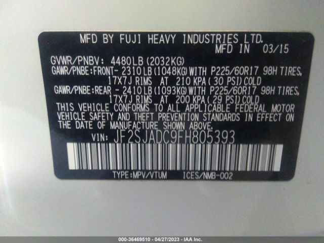 JF2SJADC9FH805393 Subaru Forester 2.5i Premium