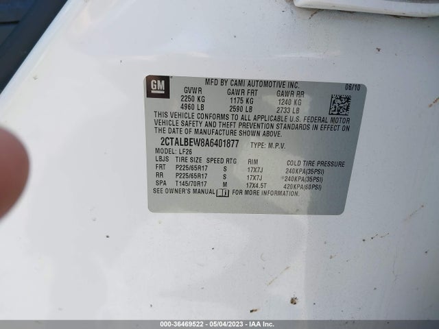 2010 GMC TERRAIN SLE-1 VIN: 2CTALBEW8A6401877