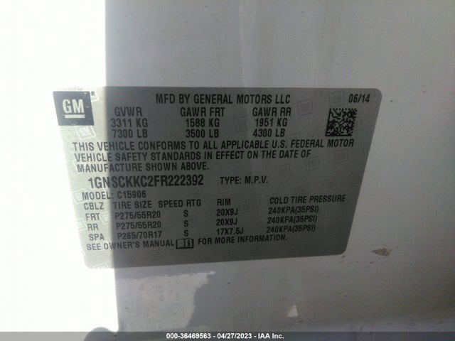 Chevrolet Suburban Ltz 2015 1GNSCKKC2FR222392 Image 9
