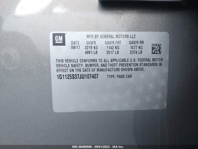 Chevrolet Impala Premier 2018 1G1125S37JU107407 Image 9