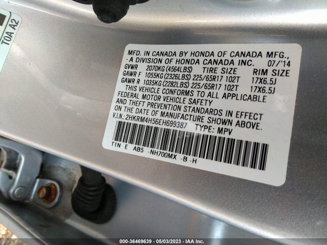 2014 HONDA CR-V EX VIN: 2HKRM4H56EH699387