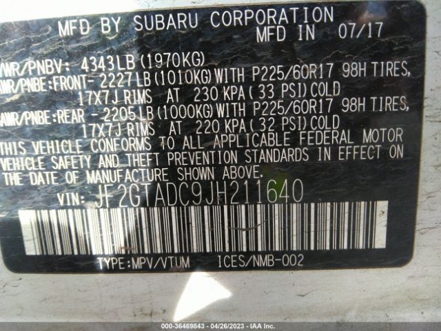JF2GTADC9JH211640 Subaru Crosstrek Premium