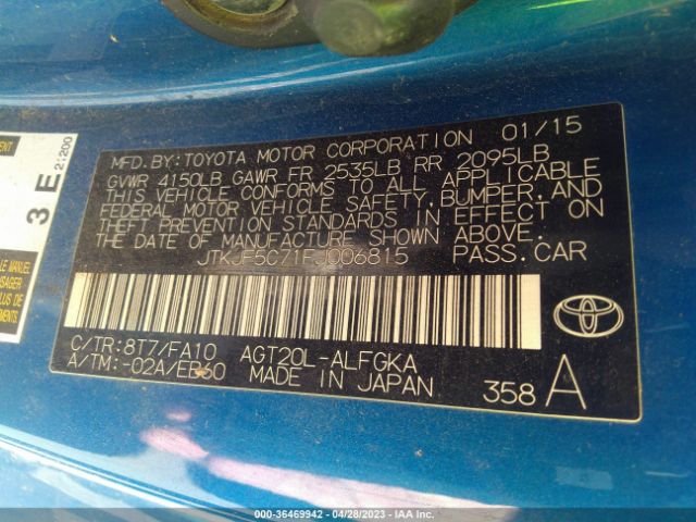 JTKJF5C71FJ006815 Scion TC