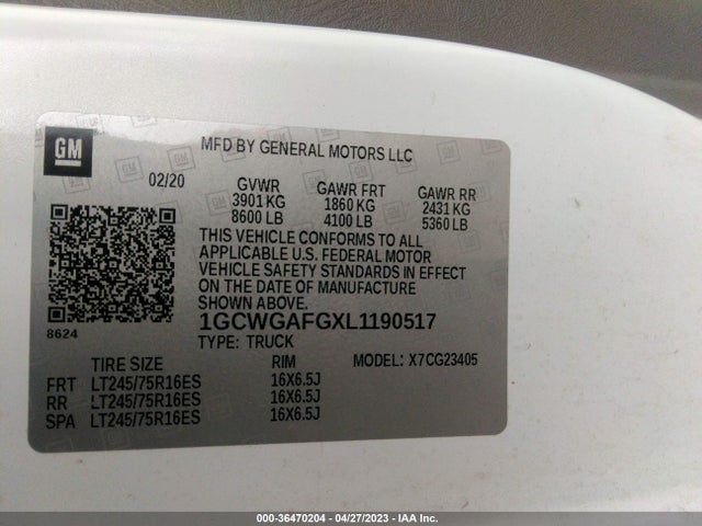 Chevrolet EXPRESS CARGO VAN 2020 1GCWGAFGXL1190517 Image 10