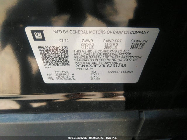 Chevrolet EQUINOX LT 2020 2GNAXJEV0L6261268 Image 10